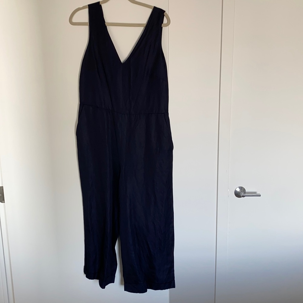 Banana Republic Navy Blue Linen Blend Jumpsuit